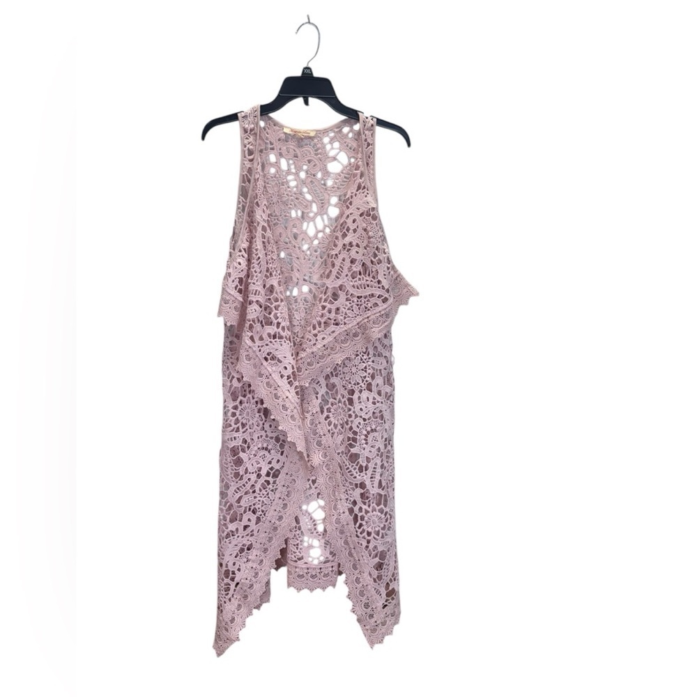 MAGNOLIA LANE. Pink Asymmetrical Sequin Halter Cardigan